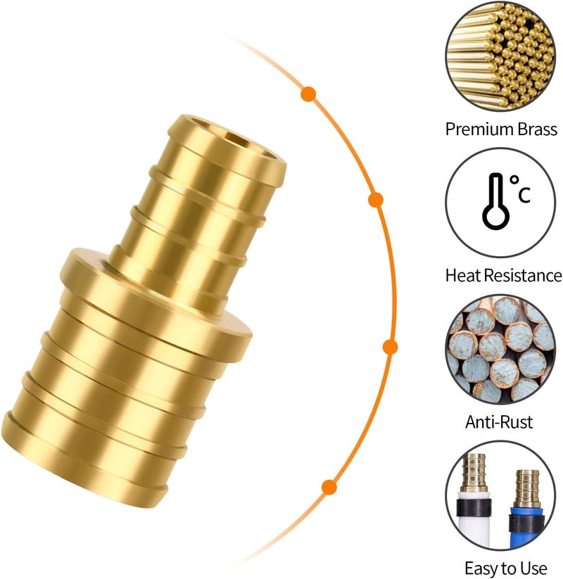 PXZBLG 6 Pack PEX 3/4" × 1/2" straight Coupling Fittings, Brass Crimp for PEX Pipe in Plumbing Jobs - Image 3